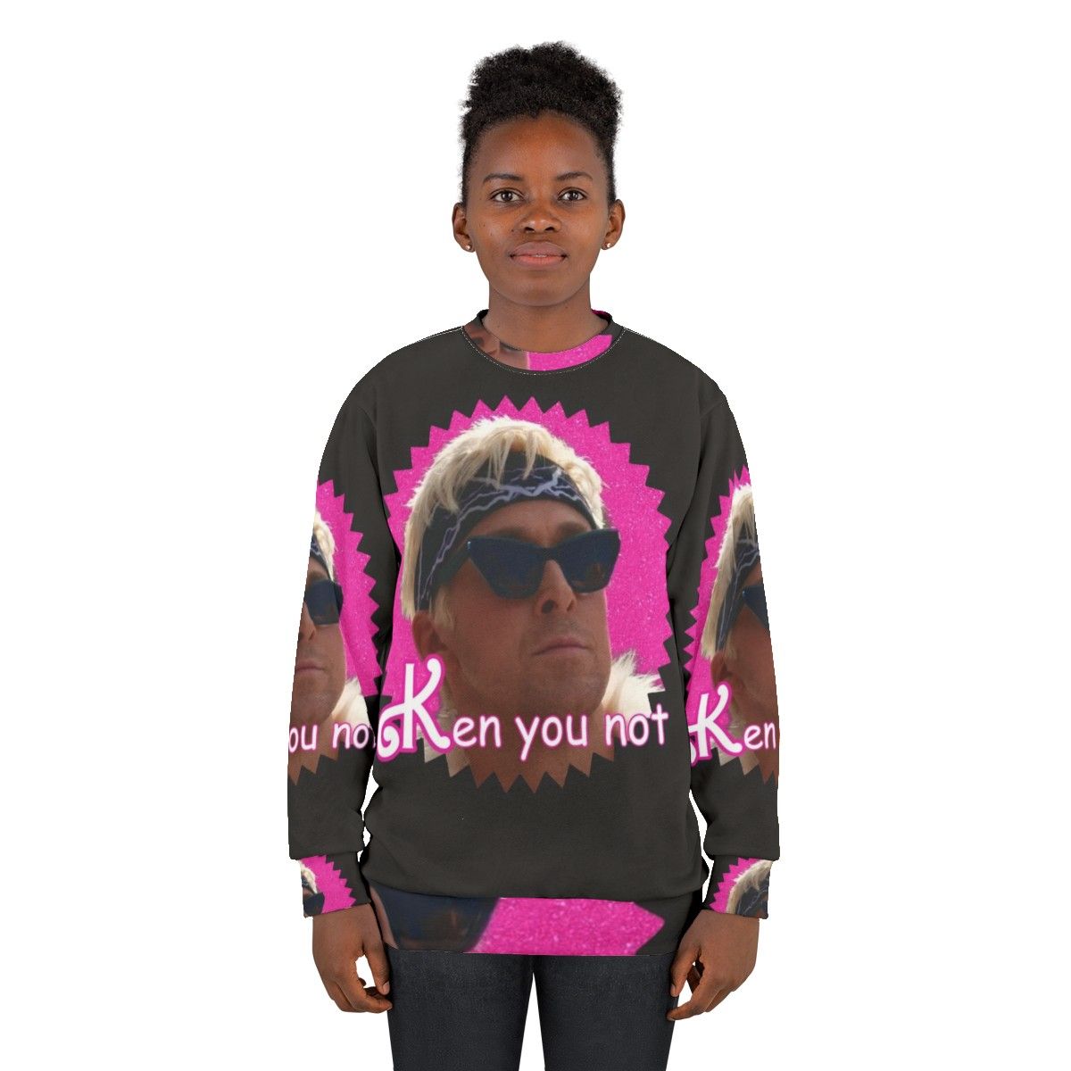 "Funny meme parody sweatshirt with text 'Ken You Not'" - women