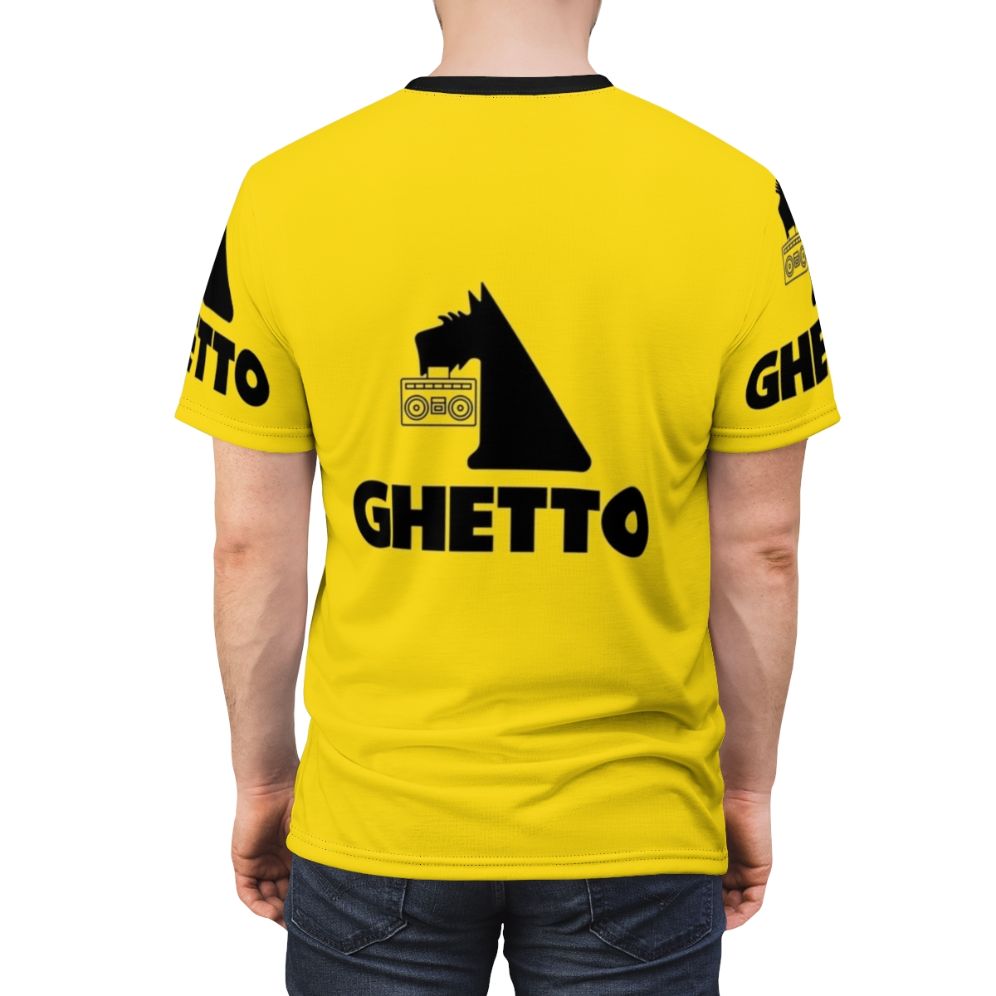 Scandinavian-inspired minimalist t-shirt with a quirky and fun design featuring a netto, low budget, and value-themed graphic. - men back