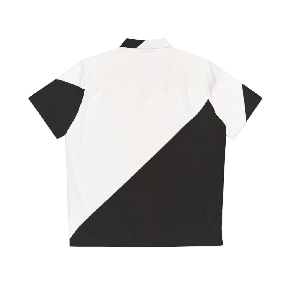 Diagonal half white and black abstract geometric Hawaiian shirt - Back