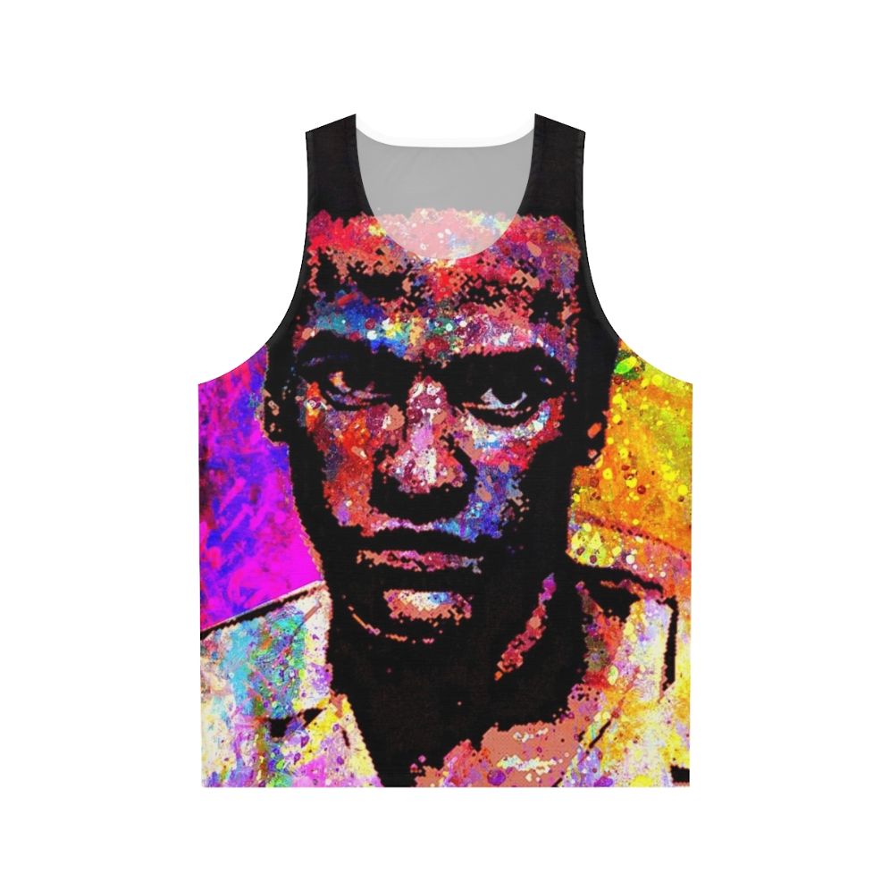 Huey P Newton portrait on unisex black tank top