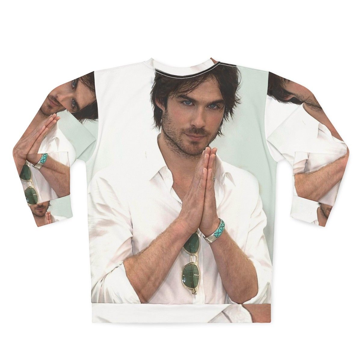 Ian Somerhalder as Damon Salvatore from The Vampire Diaries TV show on a black sweatshirt - Back