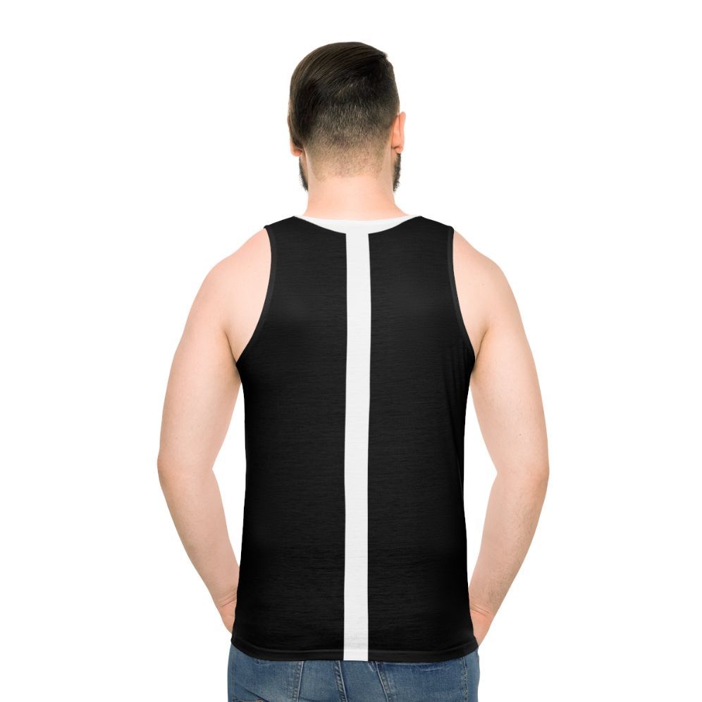 Unisex 60s mod black and white tank top - men back