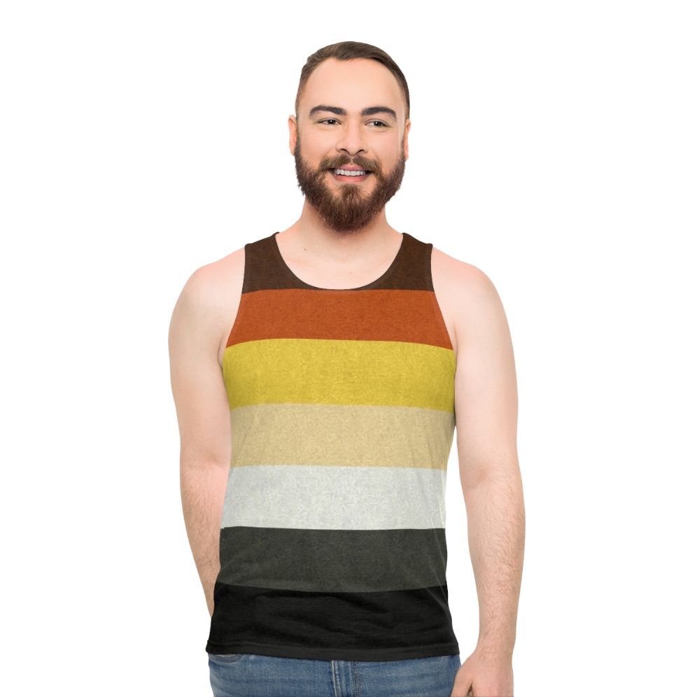 Gay bear pride flag colored background unisex tank top - men