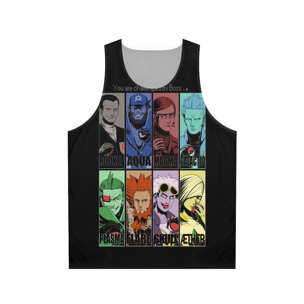 Unisex tank top with Pokemon-inspired team designs