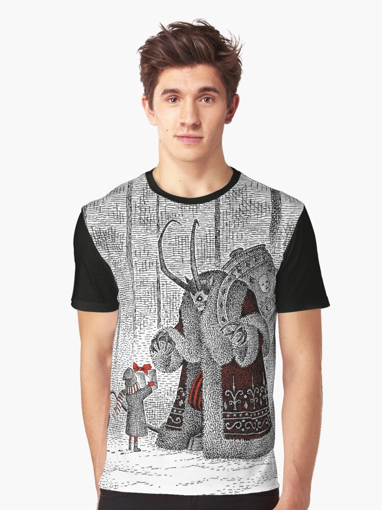 Vintage Krampus Christmas Horror Graphic T-Shirt - Men