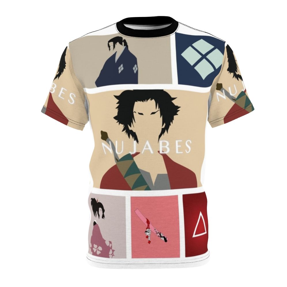 Samurai inspired Champloo anime t-shirt design featuring Mugen, Jin, and Fuu