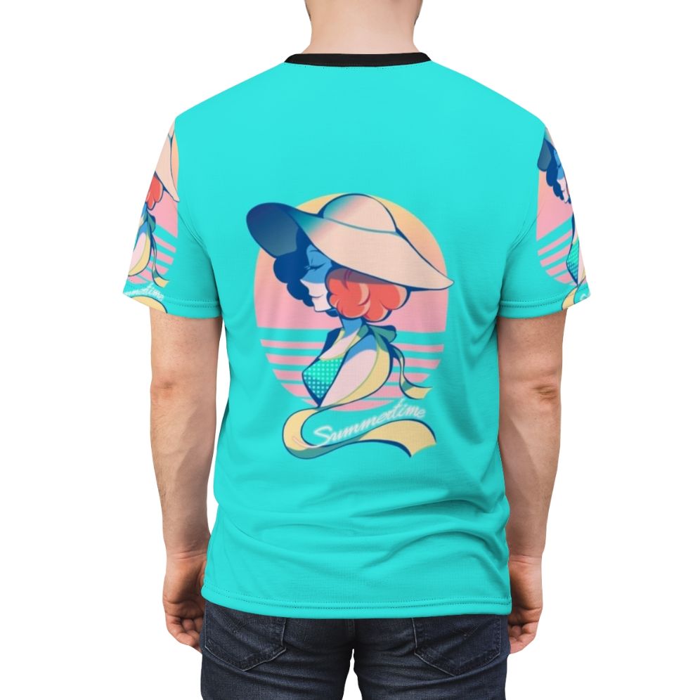 Persona 5 inspired all-over print t-shirt featuring the character Haru Okumura - men back