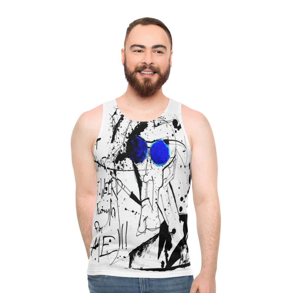 Hunter S. Thompson Gonzo Unisex Tank Top with Ink Splatter Design - men