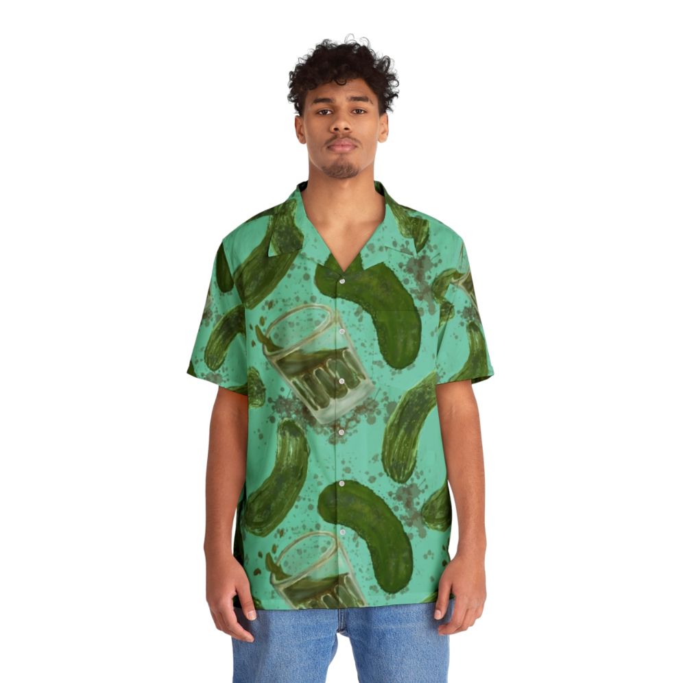 Aqua Hawaiian shirt with pickleback pattern design - Lifestyle