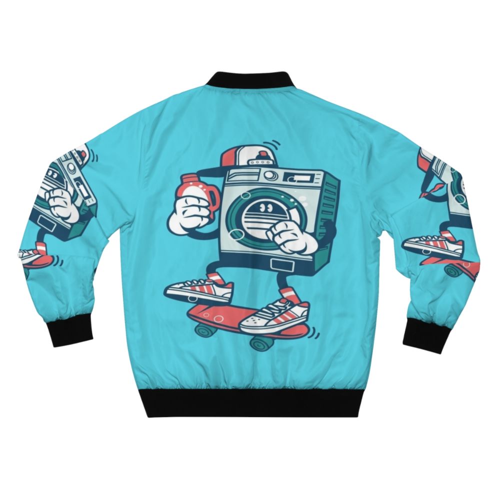 Colorful and vintage-inspired bomber jacket with a washing machine graphic design - Back