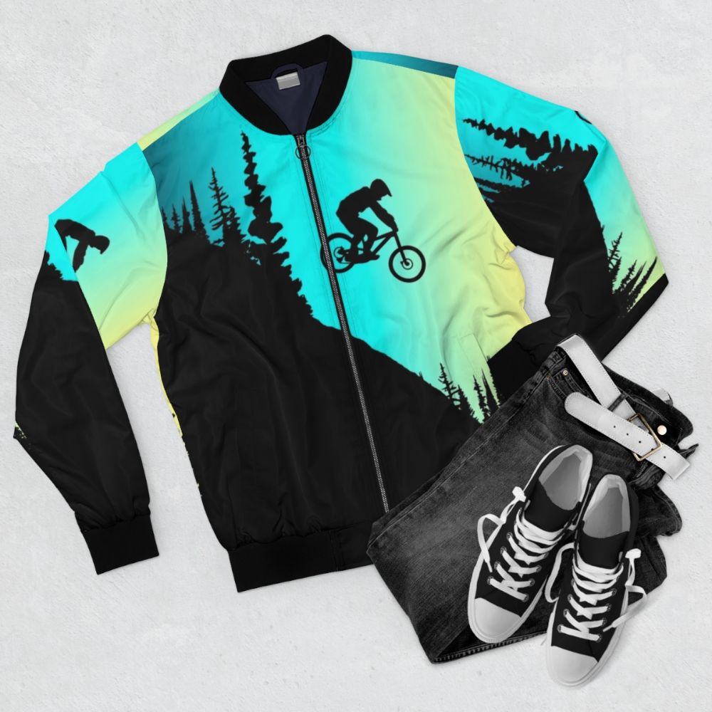 Mountain bike bomber jacket in vibrant colors - Flat lay