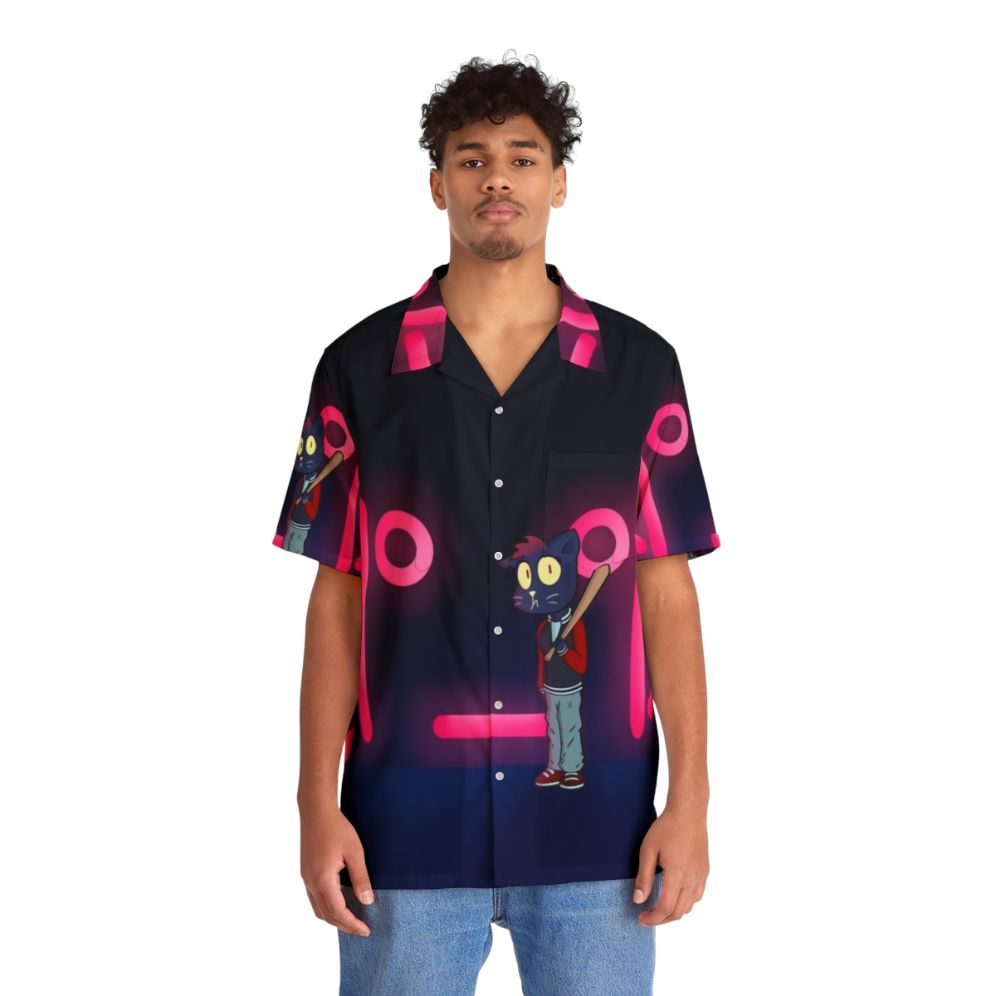 Caravan Springs Lone Mae Hawaiian Shirt with Neon Pink Glowing Midnight Design - People Front