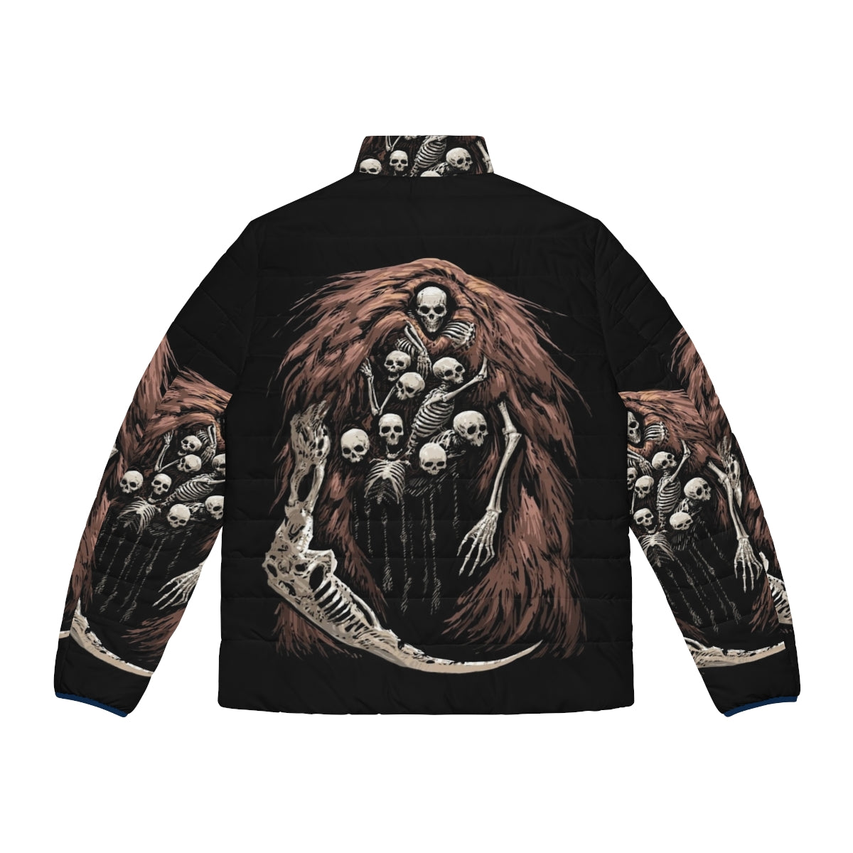 Dark Souls inspired Gravelord V2 puffer jacket featuring a spooky skeleton design - Back