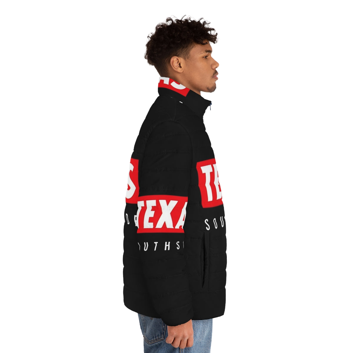 Southside Puffer Jacket featuring Texas music and band inspired design - men side right