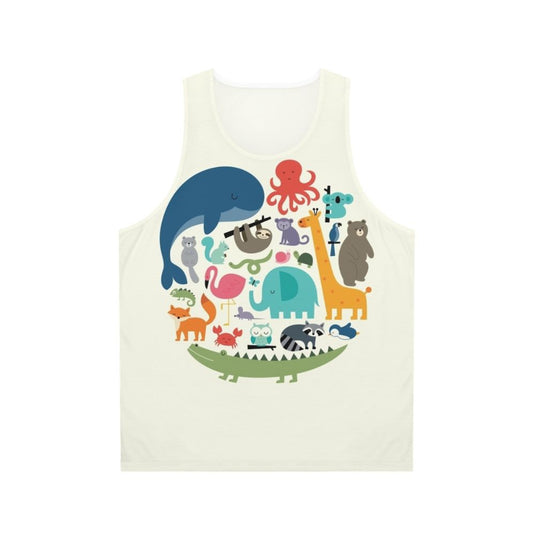 Unisex tank top with vibrant animal print design