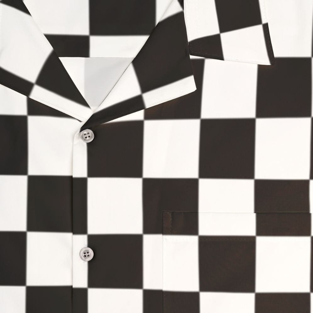 Checkerboard Hawaiian Shirt with Ska and Mod Influences - Detail