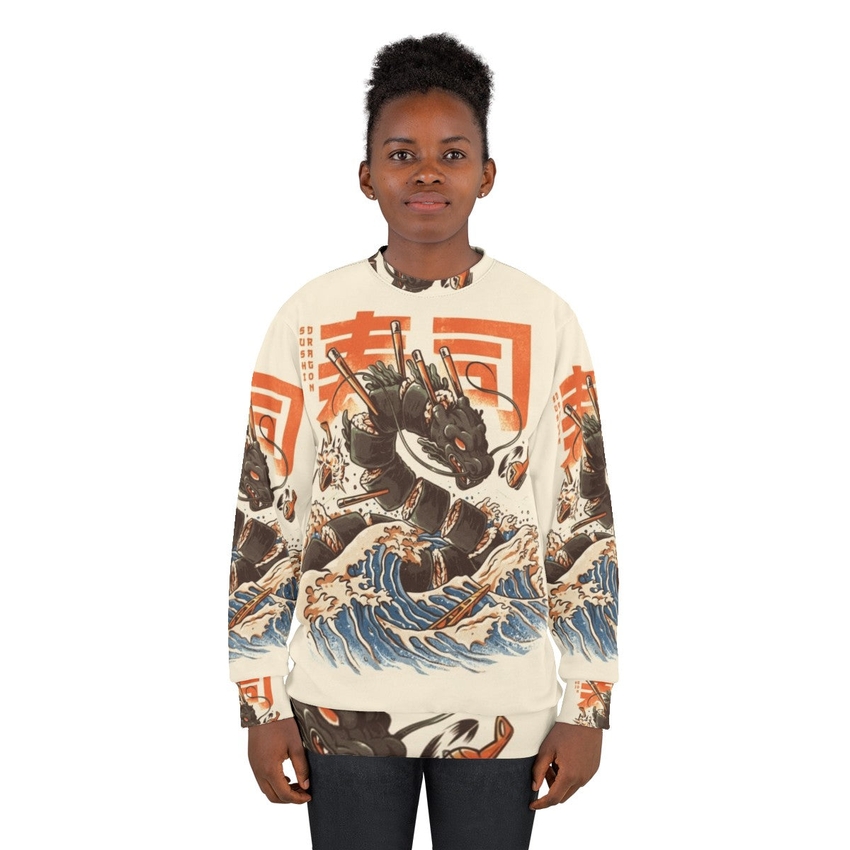 Japanese-Style Dragon Sushi Sweatshirt - women