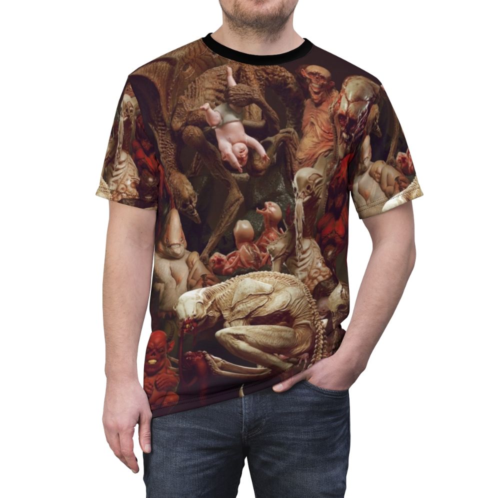 Creatures Party graphic t-shirt with dark and spooky supernatural design - men front