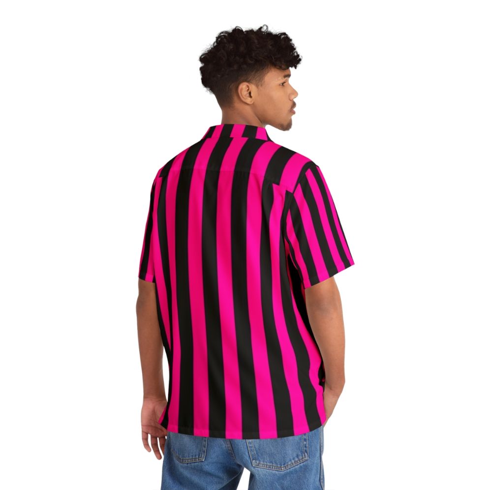 Vibrant pink and black striped Hawaiian shirt - People Back