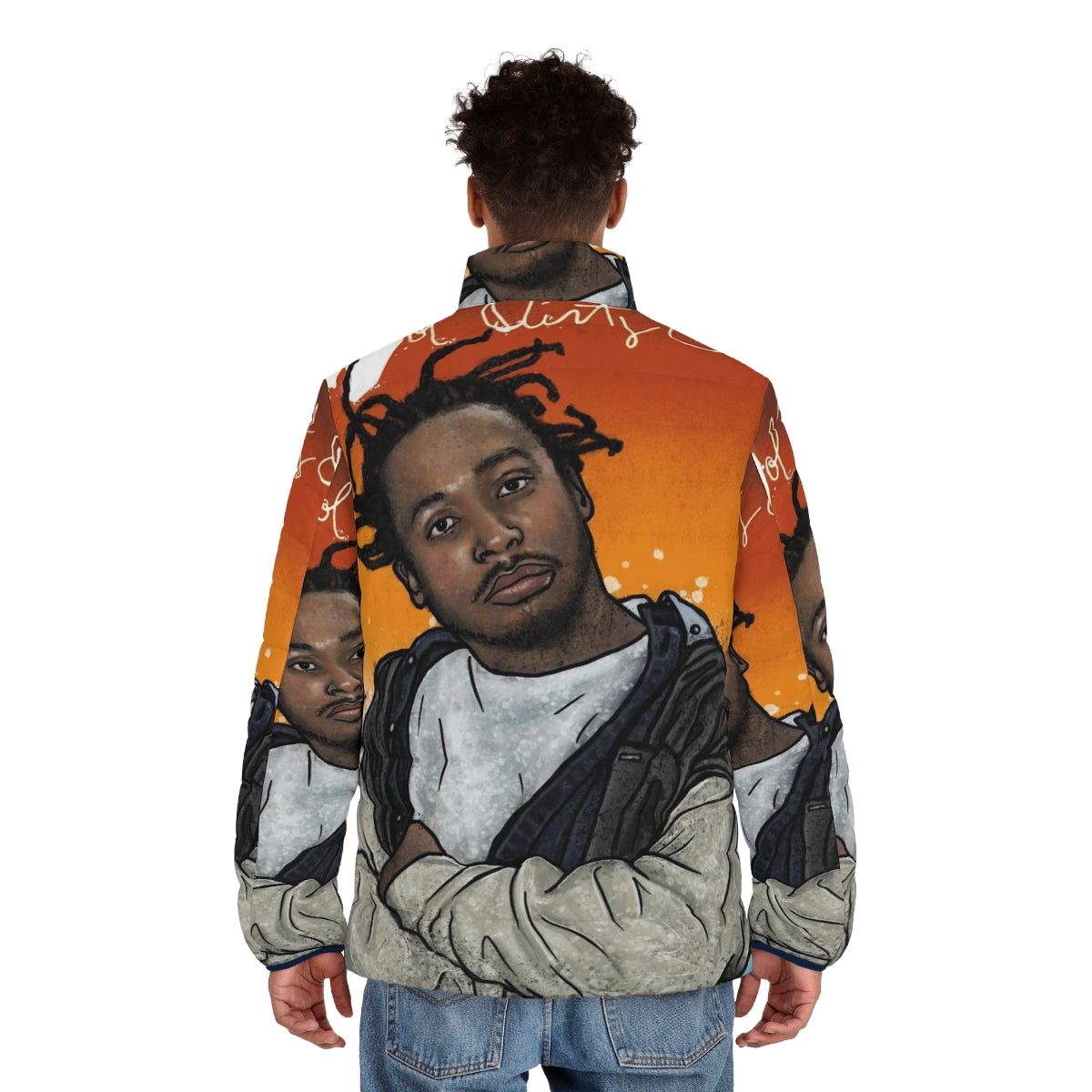 ODB Graffiti 1 Puffer Jacket featuring a portrait of the legendary rapper Ol' Dirty Bastard - men back