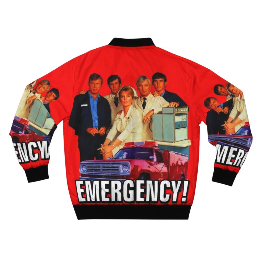 Retro Vintage 70s Bomber Jacket with Emergency Squad 51 Tribute Design - Back