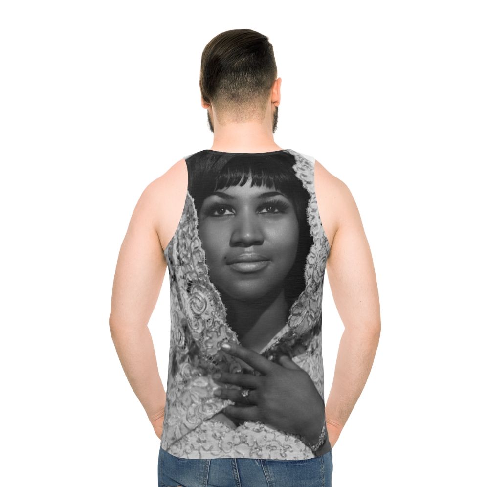 Aretha Franklin Queen of Soul Unisex Tank Top - men back