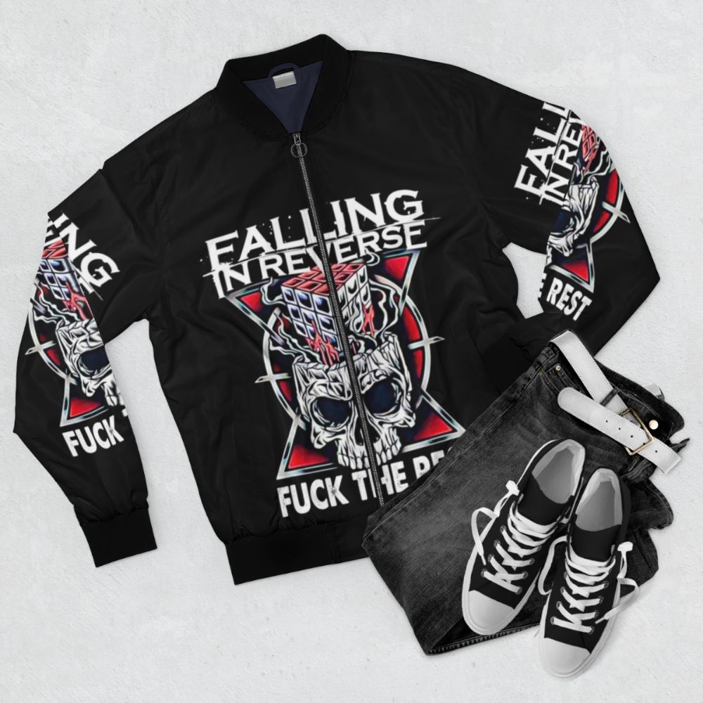 Falling In Reverse "I'm Not a Vampire" Bomber Jacket - Flat lay