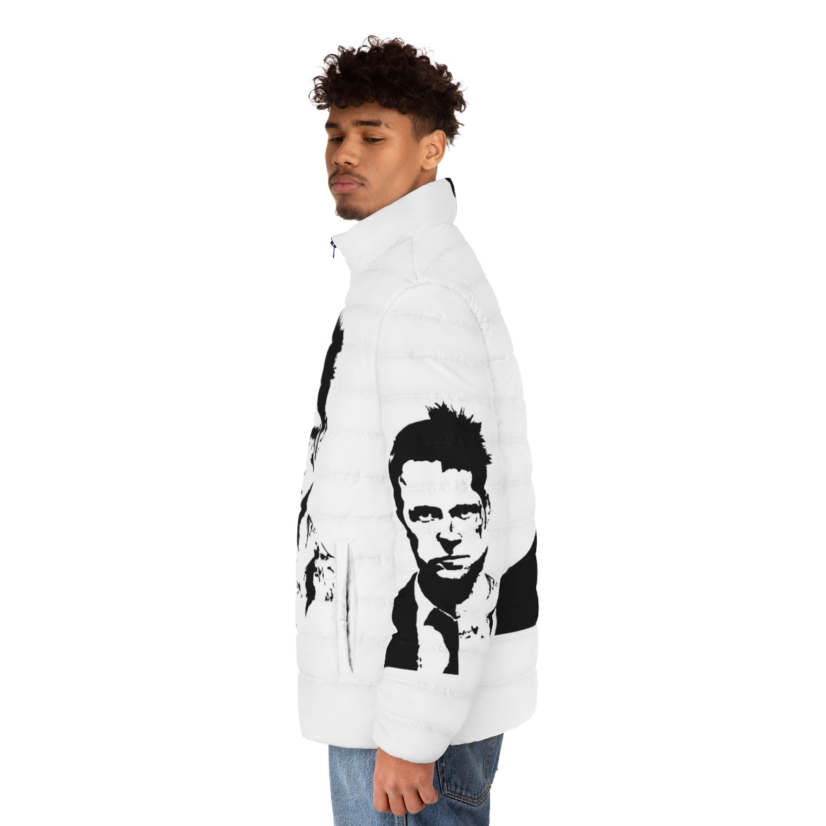 Fight Club Inspired Puffer Jacket featuring Edward Norton and Bradd Pitt - men side left