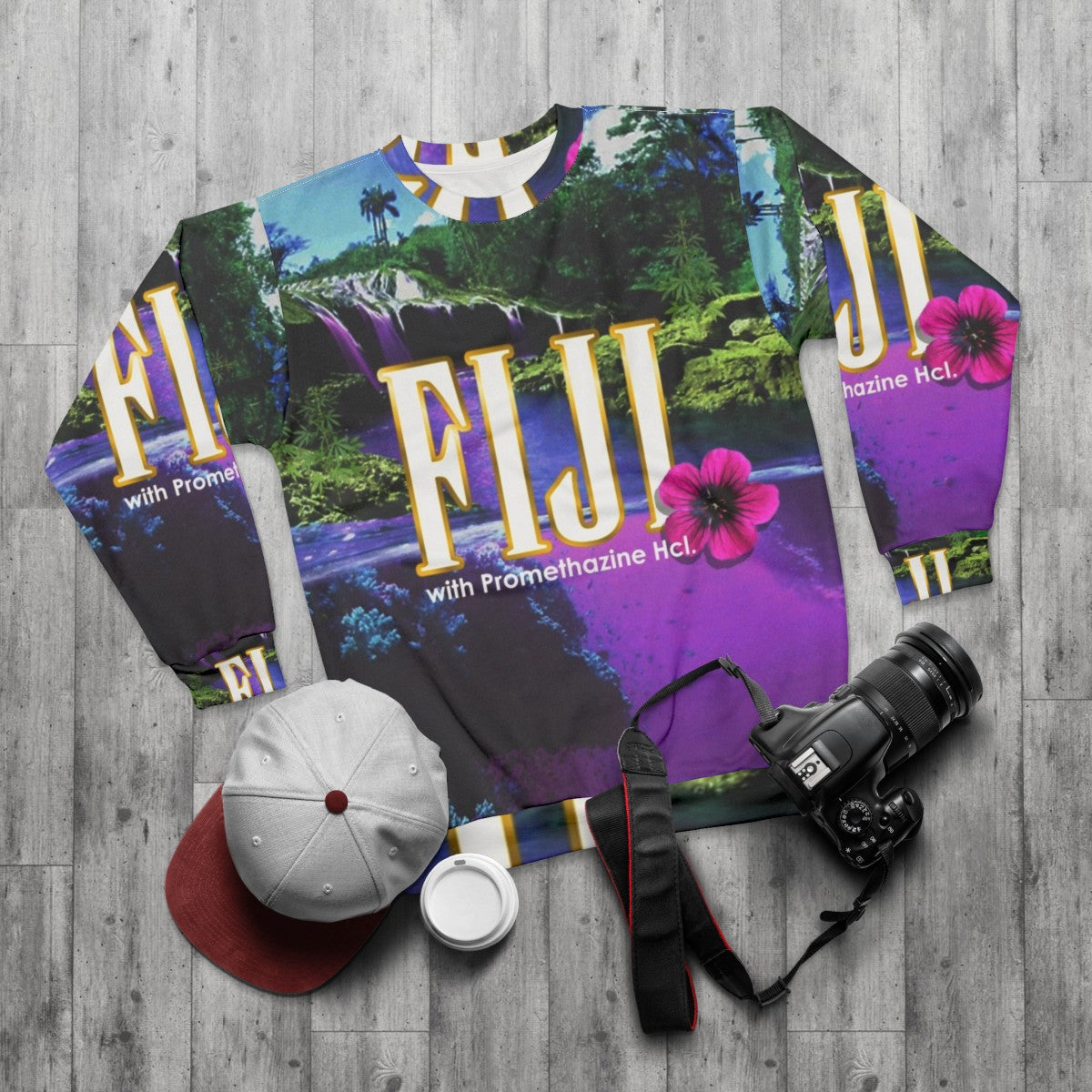 Purple Dream Vaporwave Sweatshirt with Aesthetic Design - flat lay