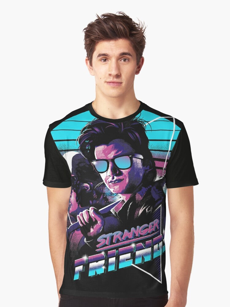 Stranger Things Steve Harrington and Dustin graphic t-shirt with retro 80s style - Men