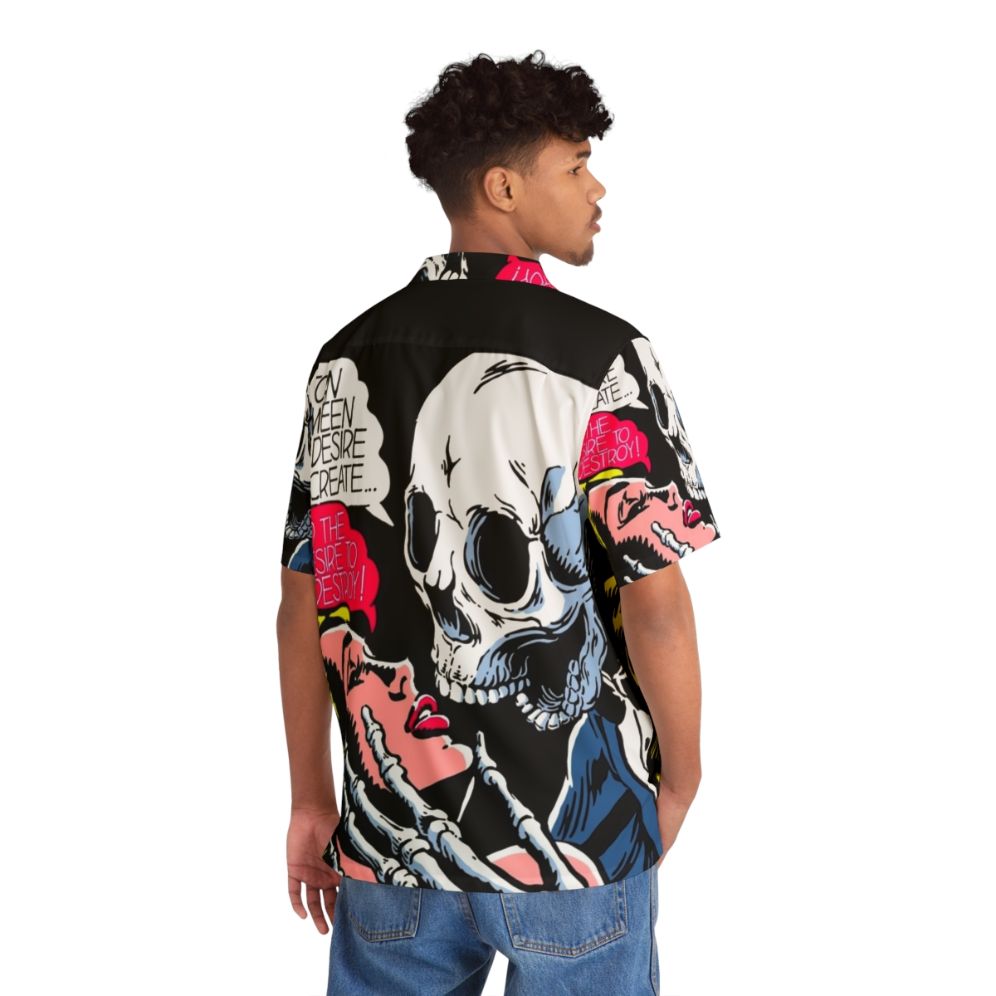 Hawaiian shirt featuring a skull and vintage comics-inspired design - People Back