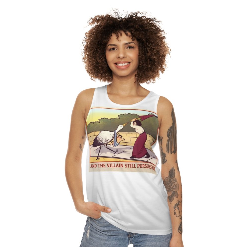 Anti-natalist feminist unisex tank top with parody design - women