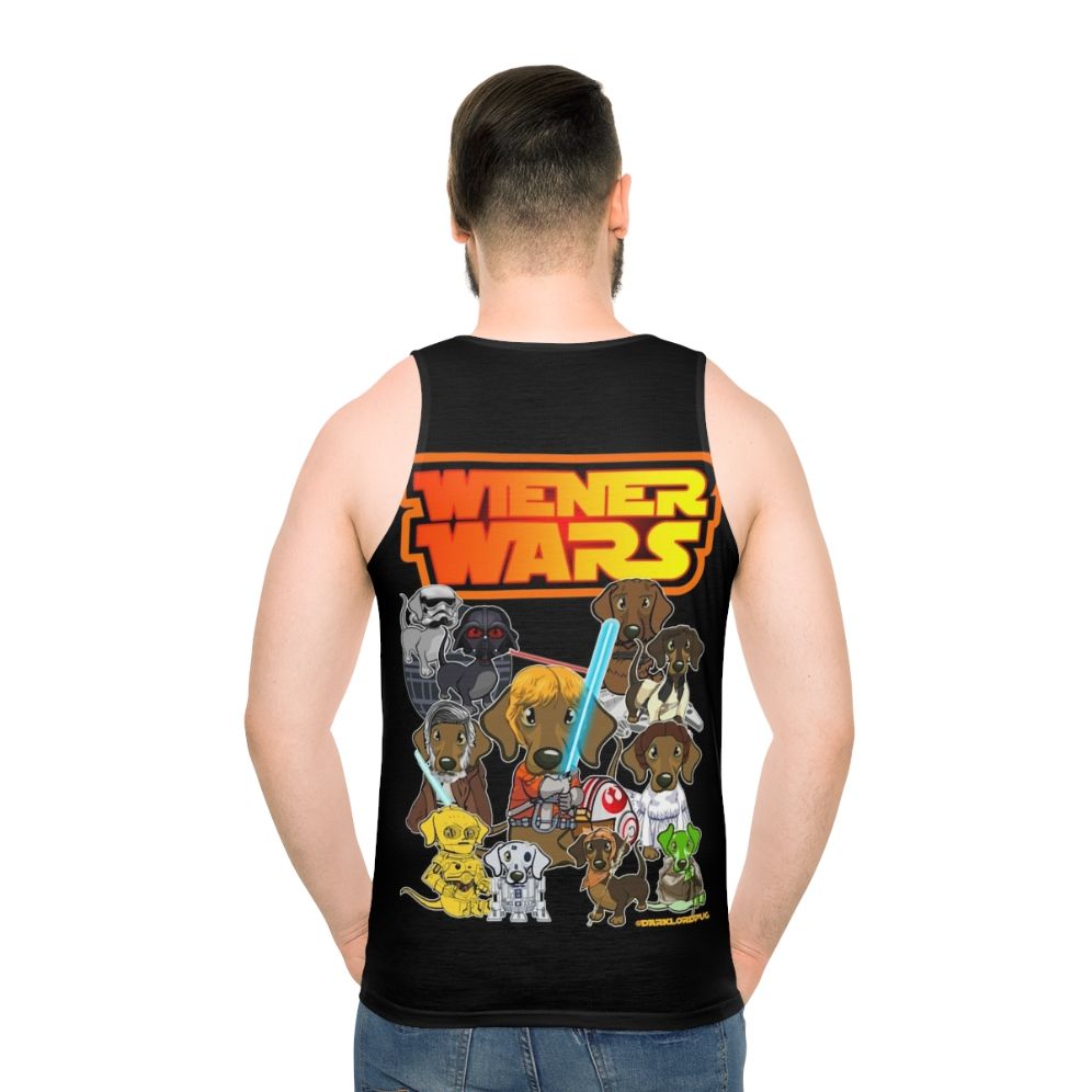 Dachshund "Wiener Dog Wars" Unisex Tank Top - men back