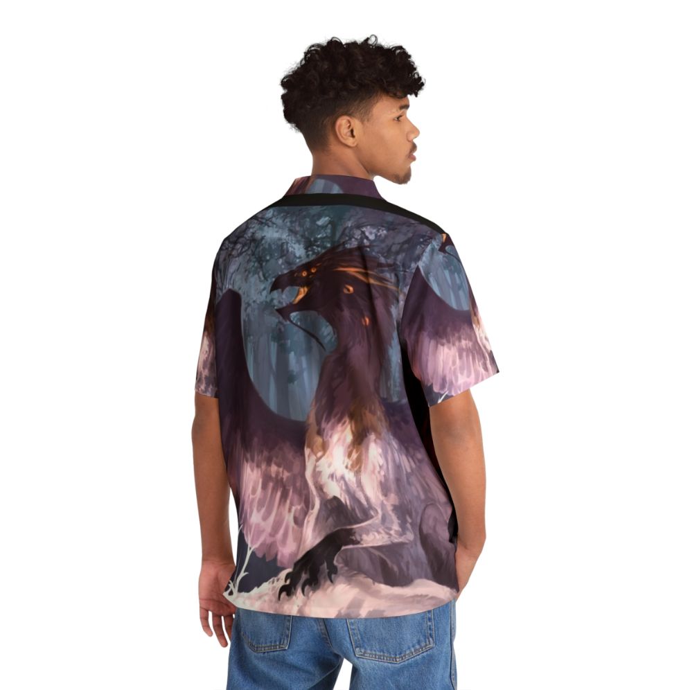 Dark fantasy Hawaiian shirt with mythical creature design - People Back