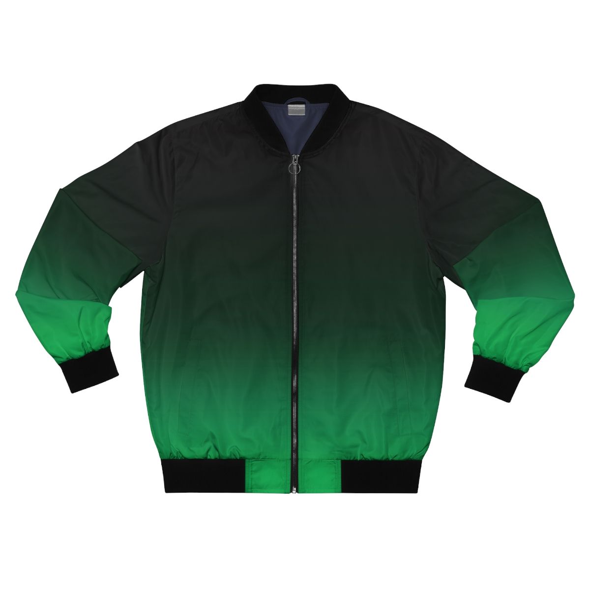 Ombre green bomber jacket with a minimalist design