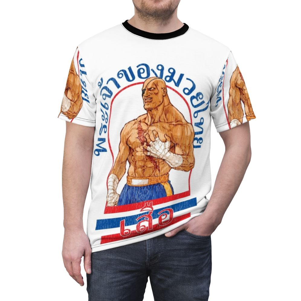 Muay Thai-inspired t-shirt featuring Sagat, the iconic Street Fighter character - men front