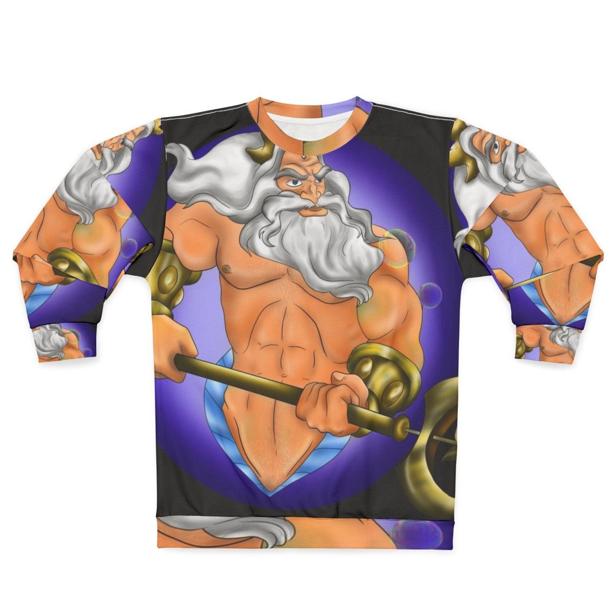 King Triton merman Disney character wearing a sweatshirt