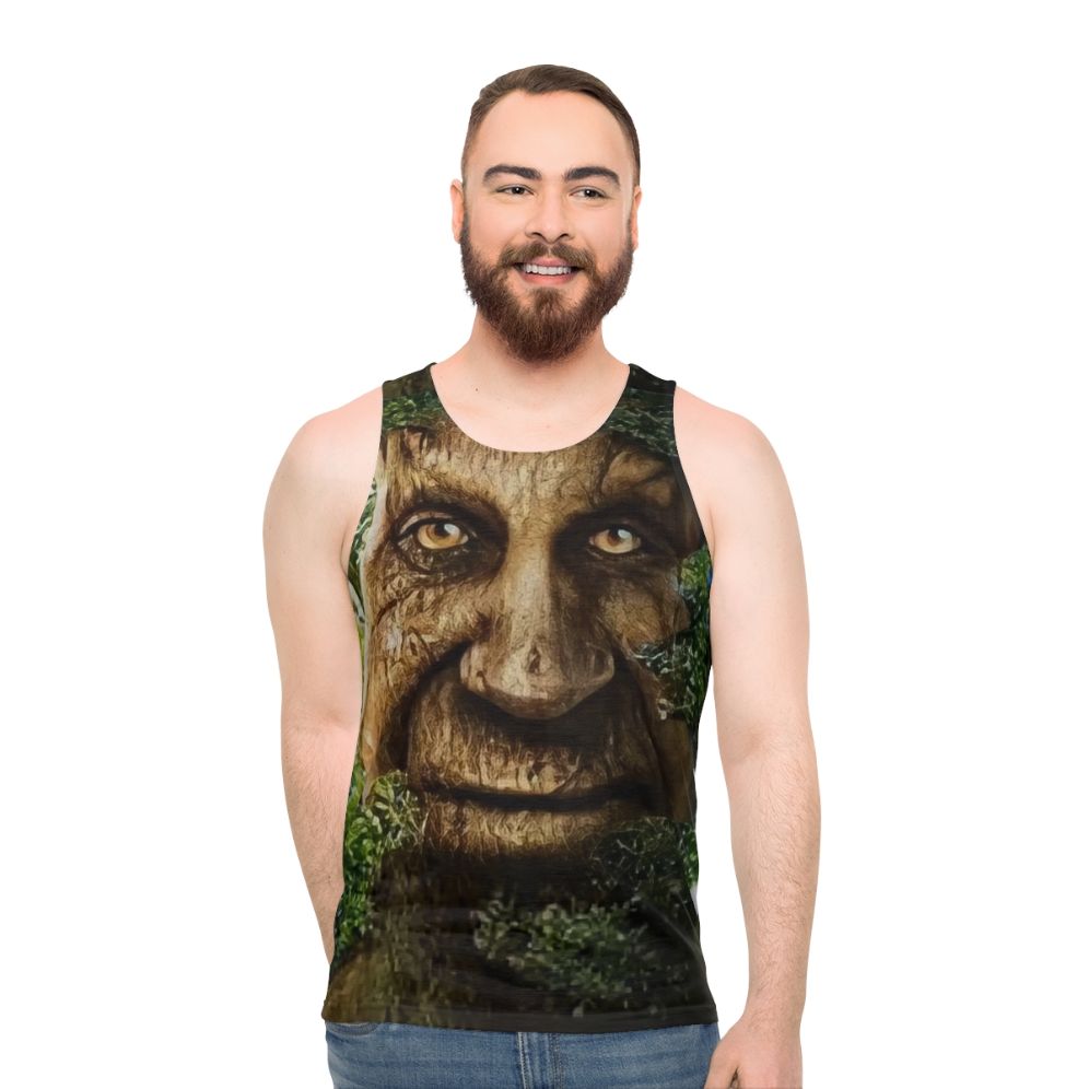 Unisex tank top with a wise tree meme design - men