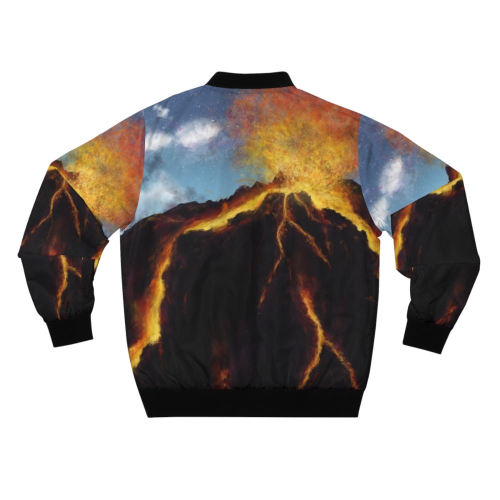 Lava-inspired bomber jacket with a fiery, volcanic design - Back