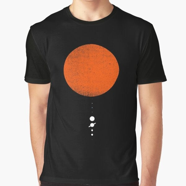 Minimalist graphic t-shirt featuring the planets of the solar system