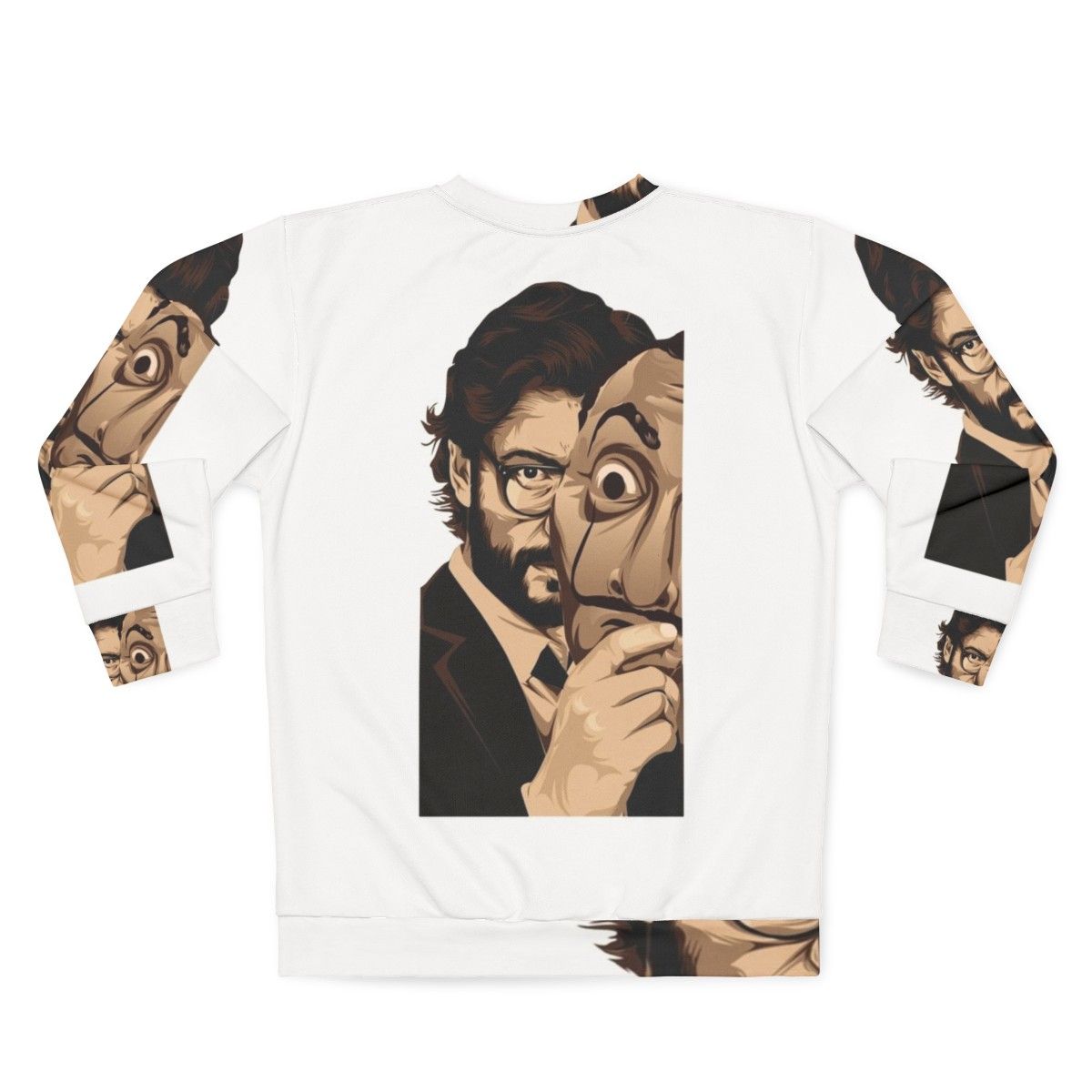 Money Heist Sweatshirt with the Professor and Dali Mask Design - Back