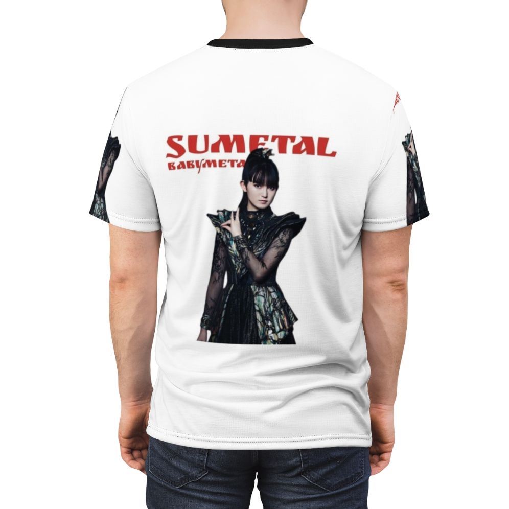 Sumetal-inspired all-over-print t-shirt featuring Japanese metal band design - men back