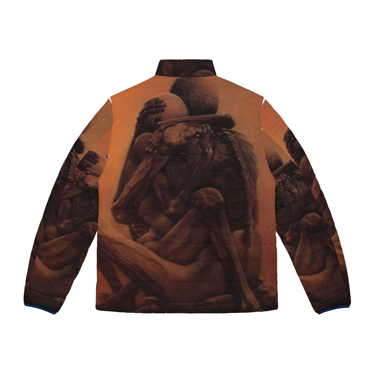 Zdzislaw Beksinski's surreal artwork "The Lovers" featured on a puffer jacket - Back