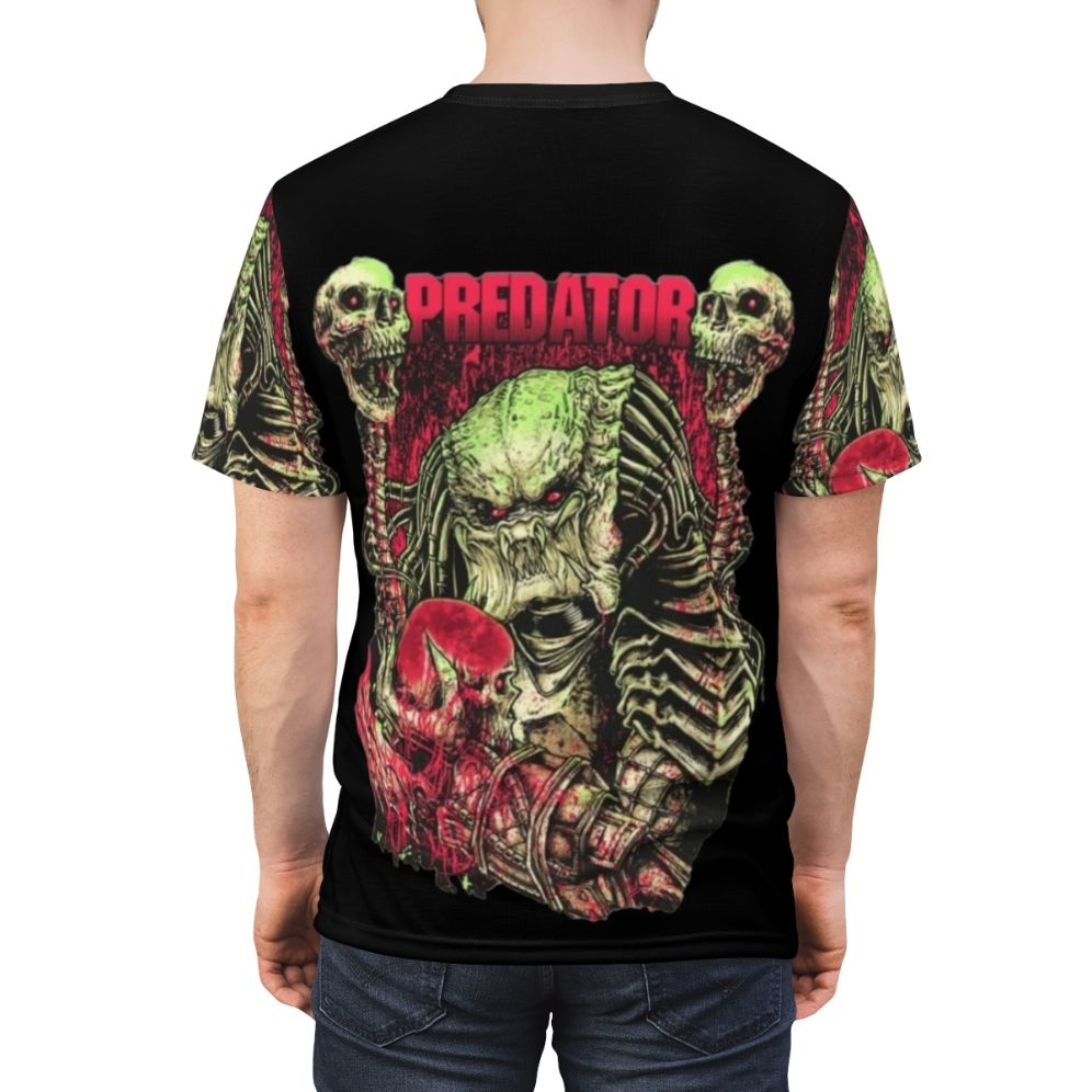 Predator art t-shirt with classic 80s horror movie inspired design - men back