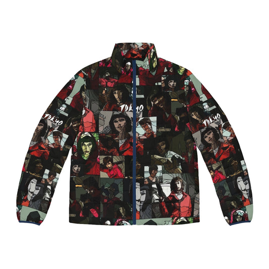 Money Heist Tokyo Fan Art Puffer Jacket with Bella Ciao Inspired Design