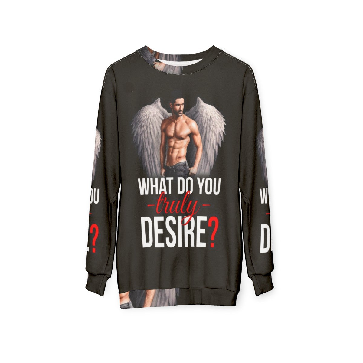 Desire Sweatshirt with Lucifer Morningstar Design - hanging