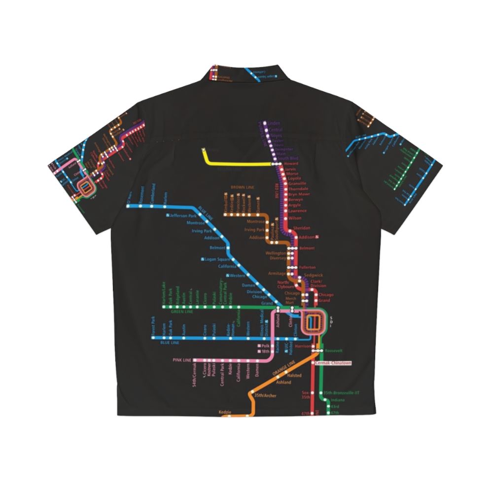 Chicago CTA Trains Map Hawaiian Shirt - Back