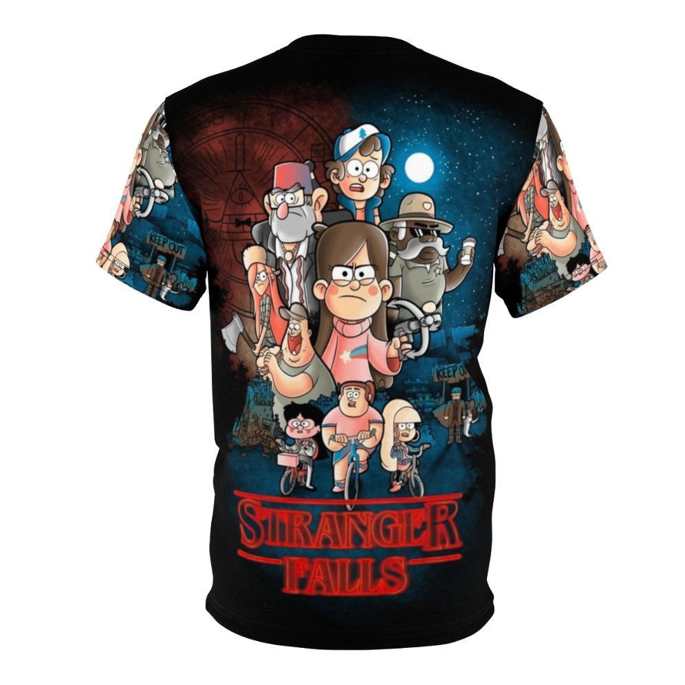 Stranger Falls supernatural crossover t-shirt featuring elements of Stranger Things and Gravity Falls - Back