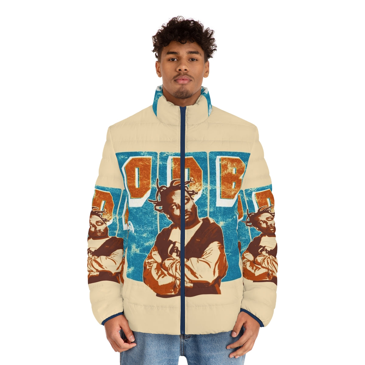 Ol Dirty Bastard inspired puffer jacket, featuring the iconic ODB logo - men front