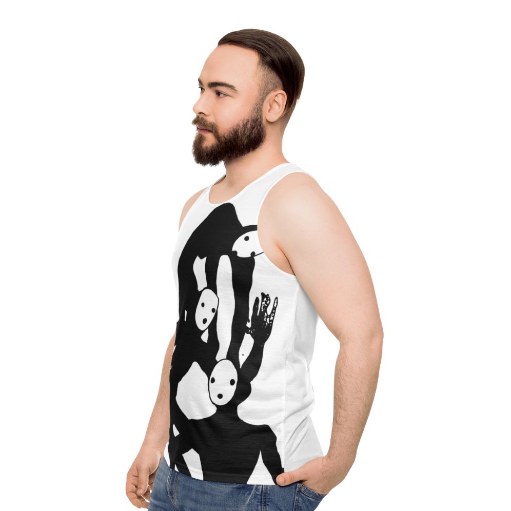 Tragedian from Pathologic unisex black and white tank top - men side